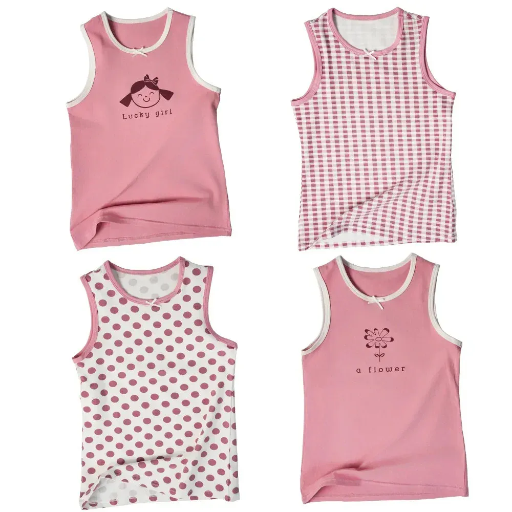 2025 Girls Cartoon Cotton Tank Tops & Shorts Set