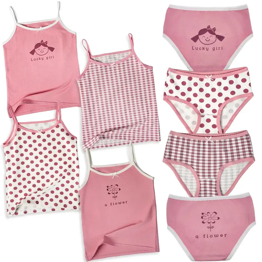 2025 Girls Cartoon Cotton Tank Tops & Shorts Set