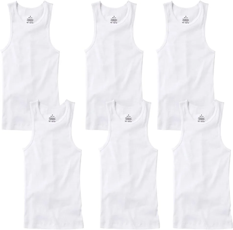 3-6 Pack Men's 100% Cotton Wife Beater A-Shirts Undershirt Plain Ribbed Tank Top