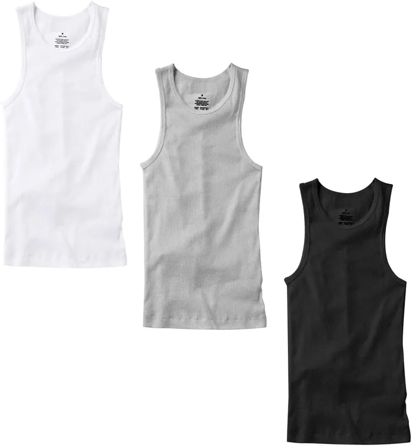 3-6 Pack Men's 100% Cotton Wife Beater A-Shirts Undershirt Plain Ribbed Tank Top