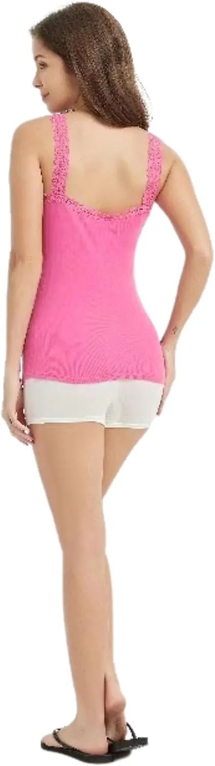 4-Pack Cotton Spandex Camisole Women, Soft Comfy Moisture Wick Stretch Undershirts Lace Tank Tops Camisoles S-XXXL