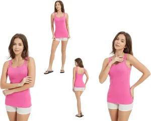 4-Pack Cotton Spandex Camisole Women, Soft Comfy Moisture Wick Stretch Undershirts Lace Tank Tops Camisoles S-XXXL