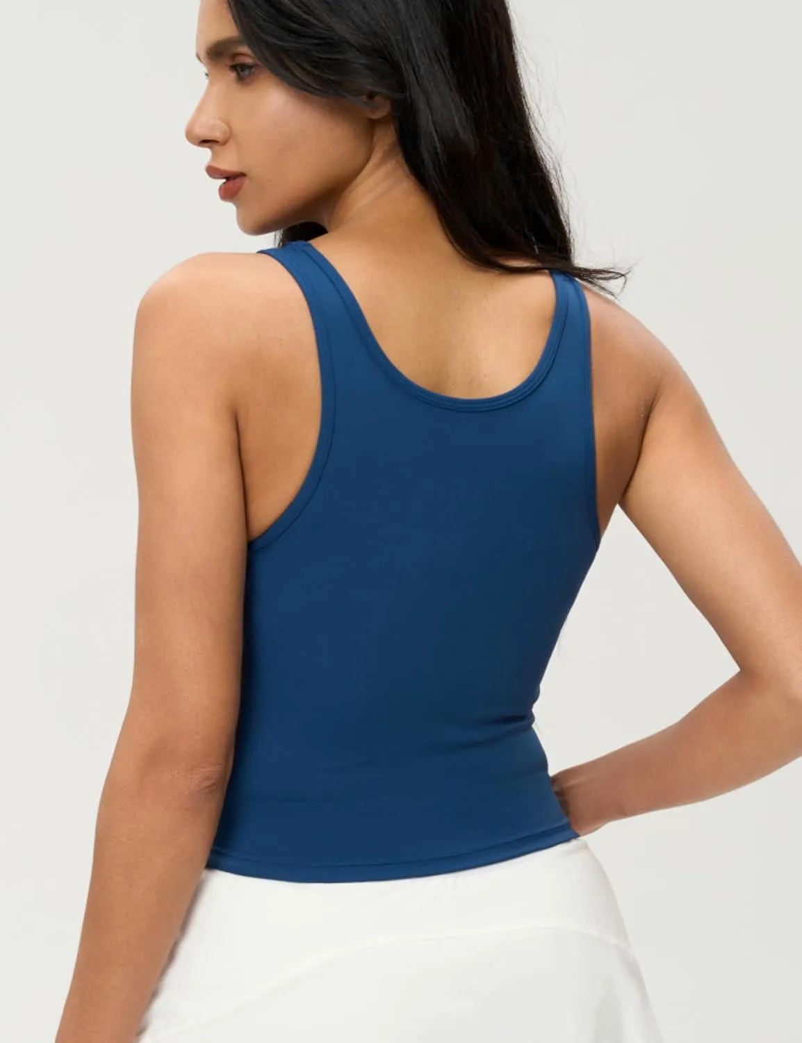 AJISAI Womens Double Lined Workout Tank Tops Scoop Neck Yoga Tanks Casual Crop Sleeveless Summer Top