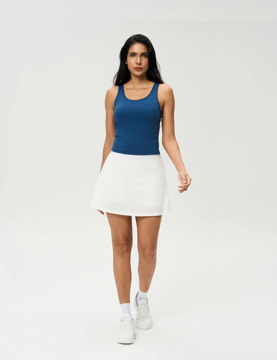 AJISAI Womens Double Lined Workout Tank Tops Scoop Neck Yoga Tanks Casual Crop Sleeveless Summer Top