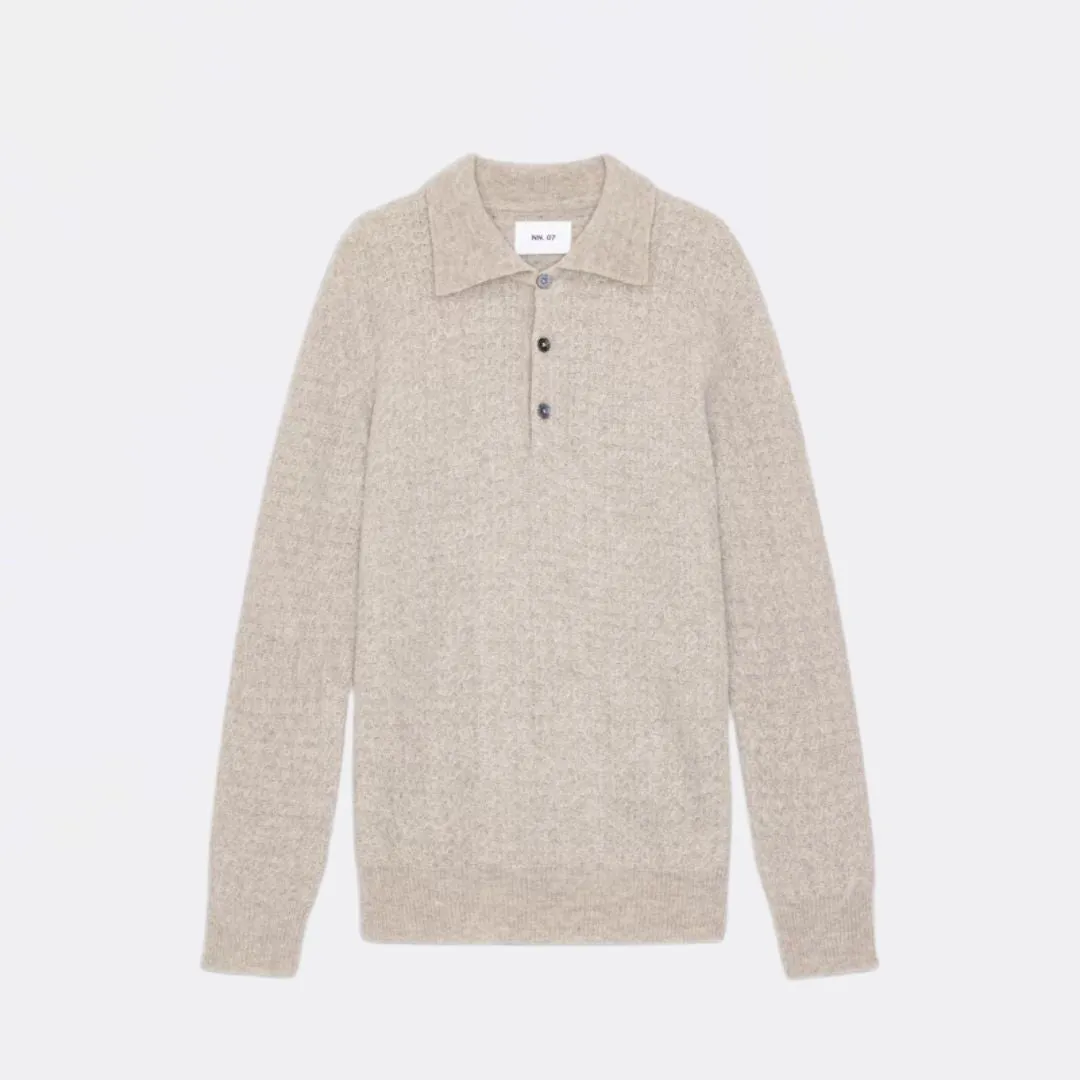 Alfie 6651 Alpaca Blend Polo (Greige)