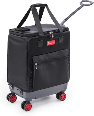 All-Purpose Roller Bag  Foldable Top-Opening Tote on Wheels with Zipper Closure, 8 Spinner Wheels, Lightweight & Durable  Travel, Groceries, Laundry, Work, Everyday Hauling - Patent- Red