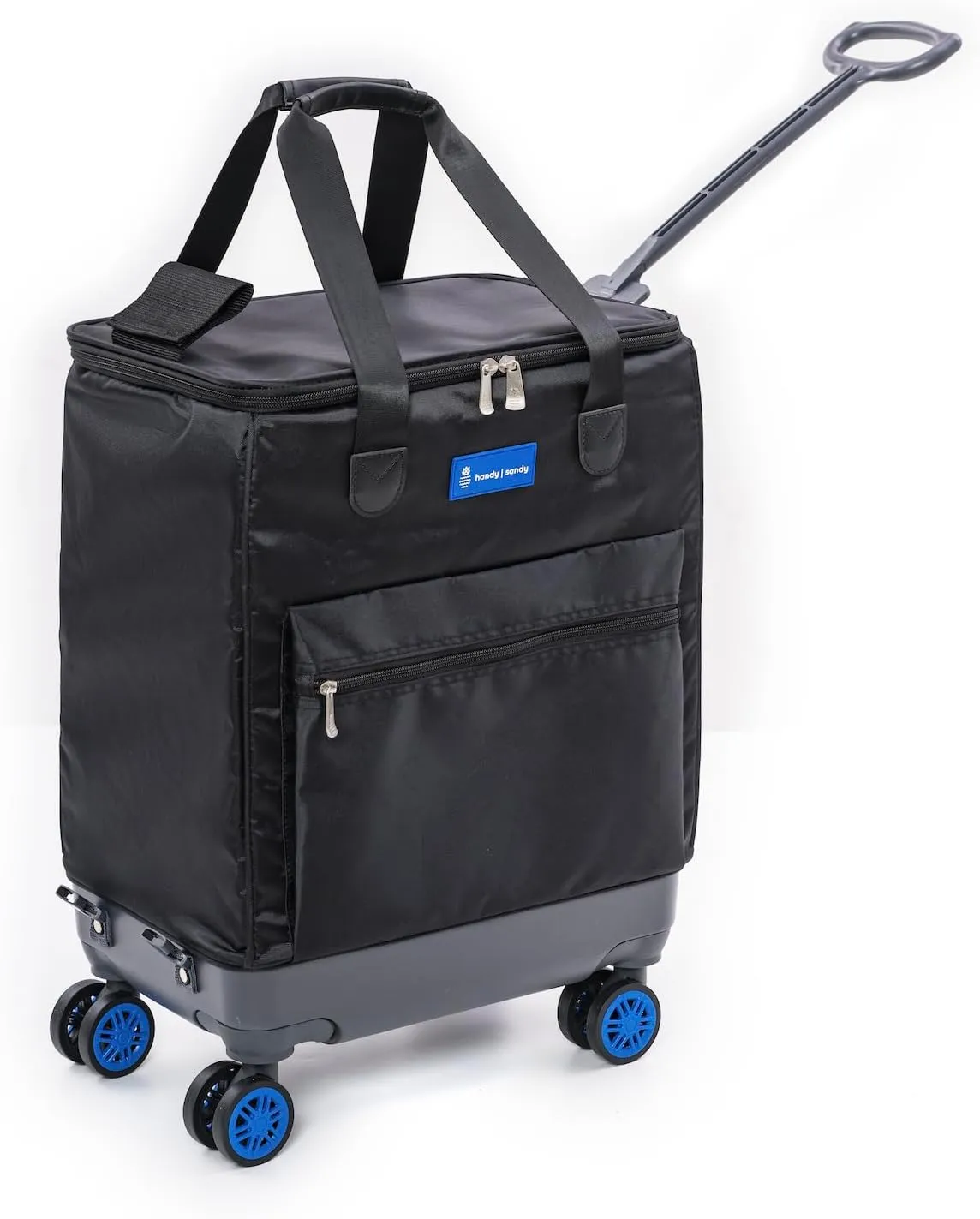 All-Purpose Roller Bag  Foldable Top-Opening Tote on Wheels with Zipper Closure, 8 Spinner Wheels, Lightweight  Travel, Groceries, Laundry, Work, Everyday Hauling - Patent - Blue