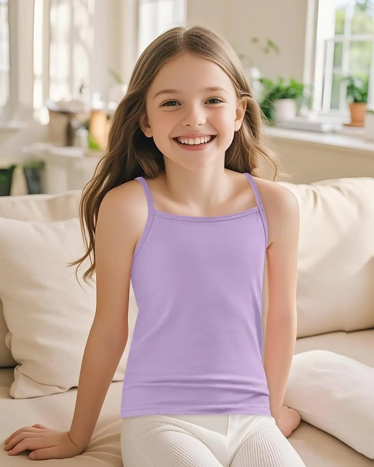 Auranso Girls Undershirts Toddler Camisole Adjustable Straps Cami Dance Tank Tops 3 Pack