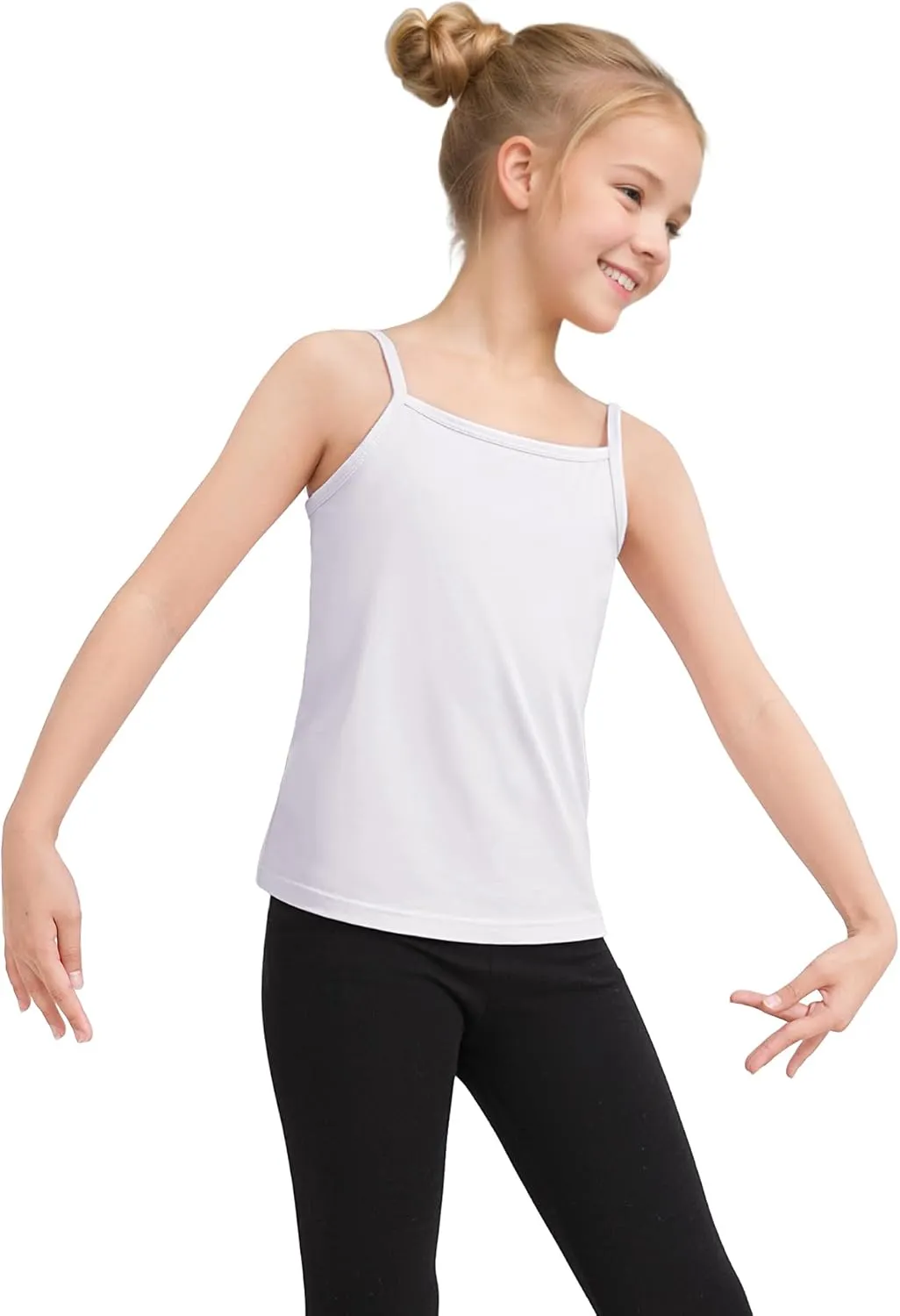 Auranso Girls Undershirts Toddler Camisole Adjustable Straps Cami Dance Tank Tops 3 Pack