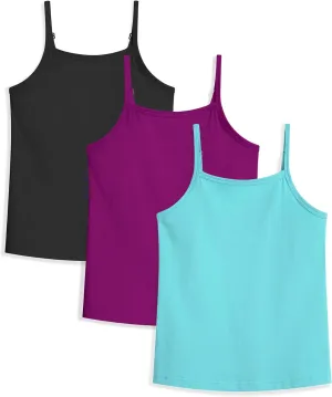 Auranso Girls Undershirts Toddler Camisole Adjustable Straps Cami Dance Tank Tops 3 Pack