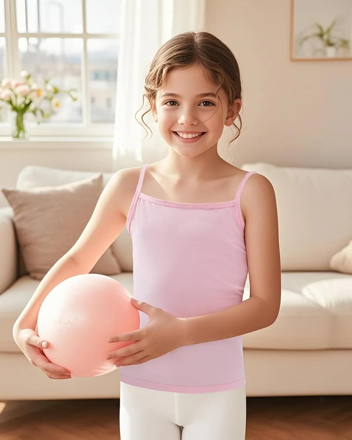Auranso Girls Undershirts Toddler Camisole Adjustable Straps Cami Dance Tank Tops 3 Pack