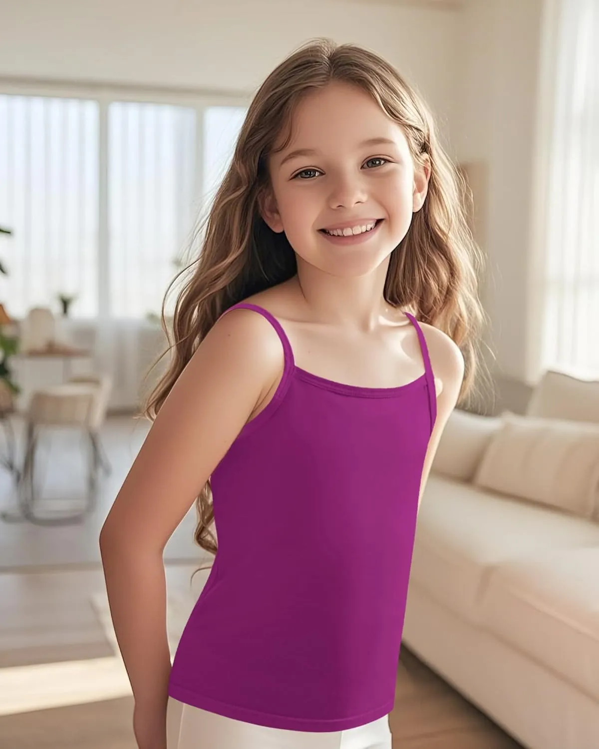 Auranso Girls Undershirts Toddler Camisole Adjustable Straps Cami Dance Tank Tops 3 Pack