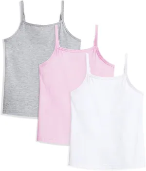 Auranso Girls Undershirts Toddler Camisole Adjustable Straps Cami Dance Tank Tops 3 Pack