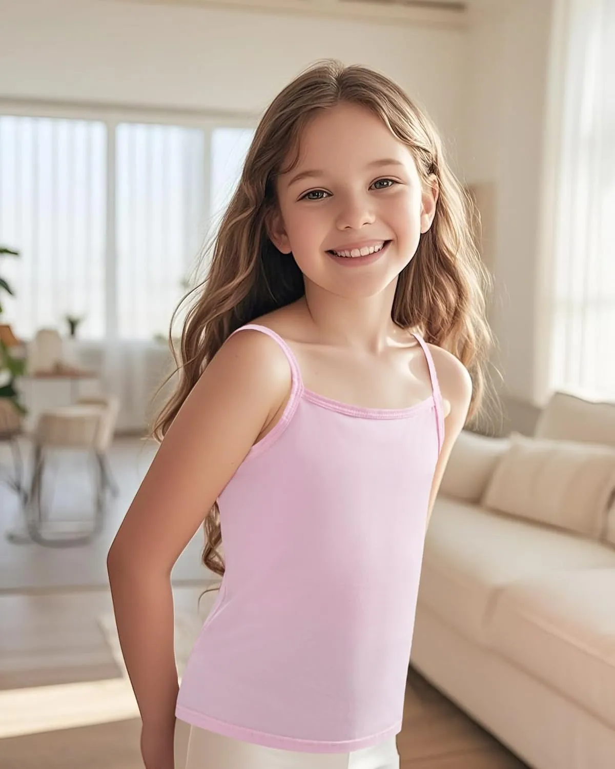 Auranso Girls Undershirts Toddler Camisole Adjustable Straps Cami Dance Tank Tops 3 Pack