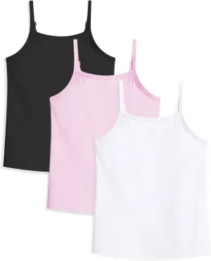 Auranso Girls Undershirts Toddler Camisole Adjustable Straps Cami Dance Tank Tops 3 Pack