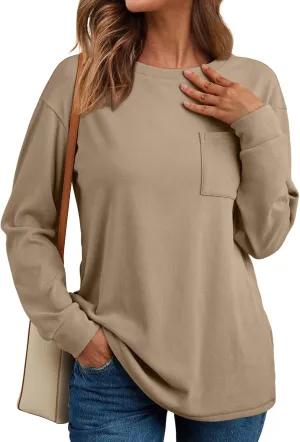 AUTOMET Womens Long Sleeve Tops Loose Fit Fall Cute Thick T Shirts Winter Cruise Outfits Trendy Clothes