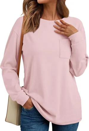 AUTOMET Womens Long Sleeve Tops Loose Fit Fall Cute Thick T Shirts Winter Cruise Outfits Trendy Clothes