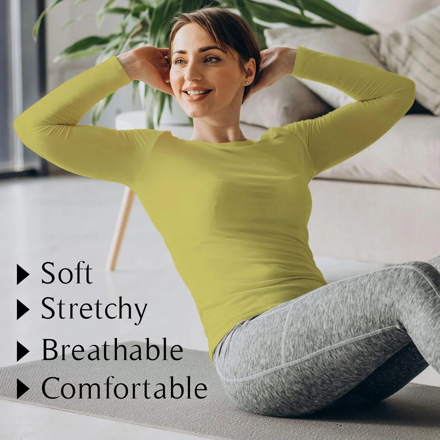 BaHoki Essentials Long Sleeve Undershirts for Scrubs - Great Stretch Shirts - 5 Pack