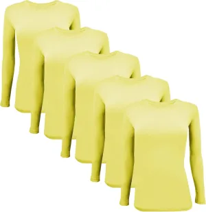 BaHoki Essentials Long Sleeve Undershirts for Scrubs - Great Stretch Shirts - 5 Pack