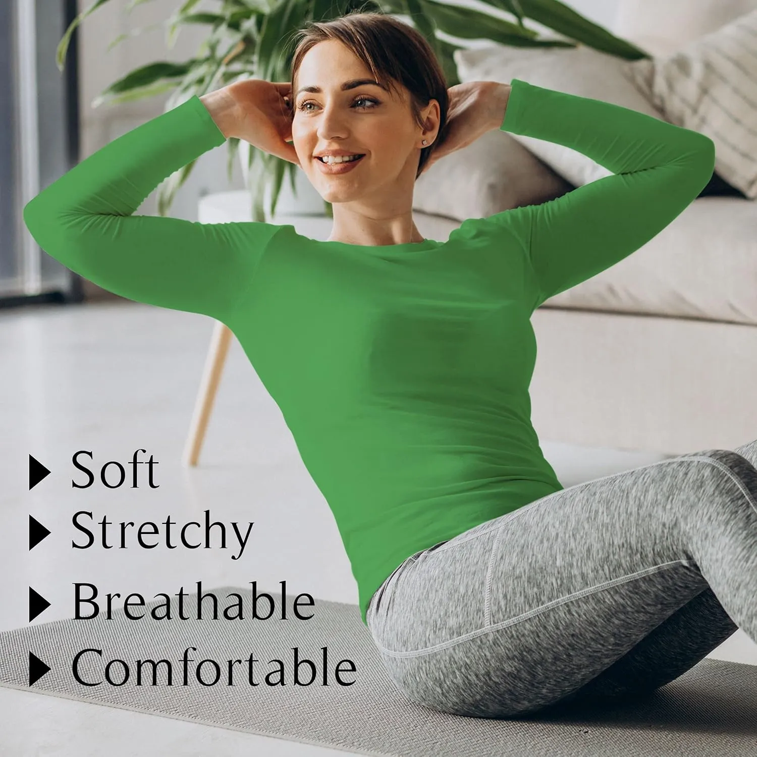 BaHoki Essentials Long Sleeve Undershirts for Scrubs - Great Stretch Shirts - 5 Pack