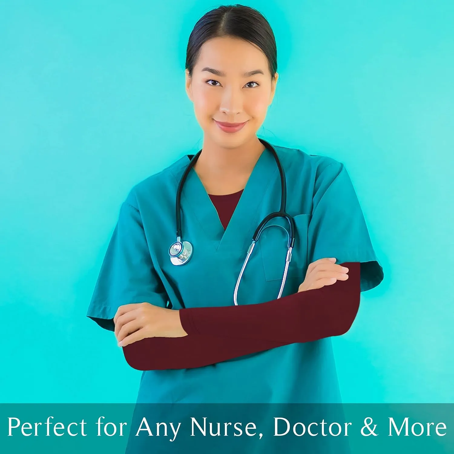 BaHoki Essentials Long Sleeve Undershirts for Scrubs - Great Stretch Shirts - 5 Pack