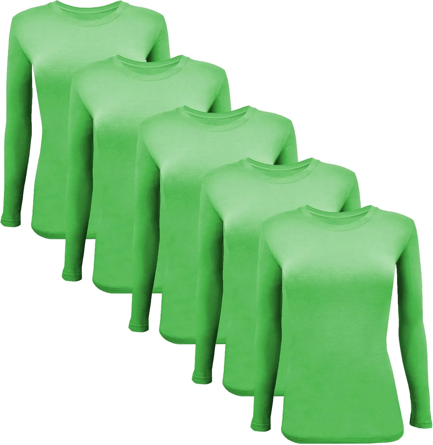 BaHoki Essentials Long Sleeve Undershirts for Scrubs - Great Stretch Shirts - 5 Pack