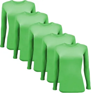 BaHoki Essentials Long Sleeve Undershirts for Scrubs - Great Stretch Shirts - 5 Pack