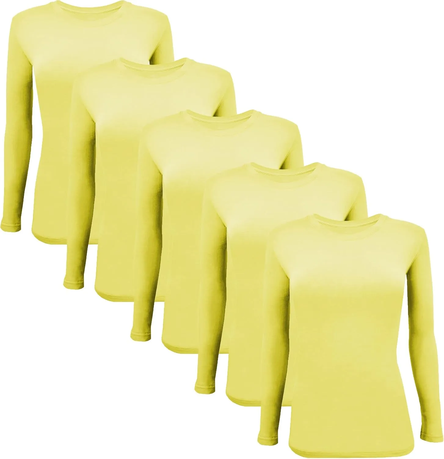 BaHoki Essentials Long Sleeve Undershirts for Scrubs - Great Stretch Shirts - 5 Pack
