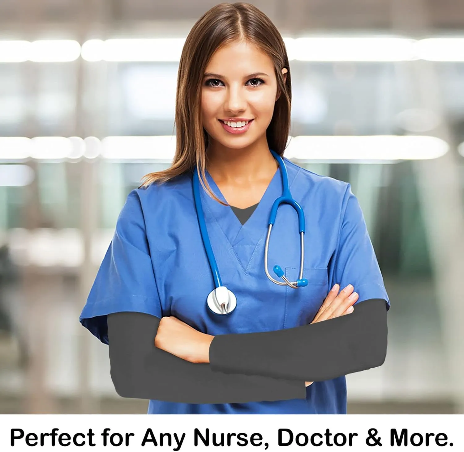 BaHoki Essentials Long Sleeve Undershirts for Scrubs - Great Stretch Shirts - 5 Pack