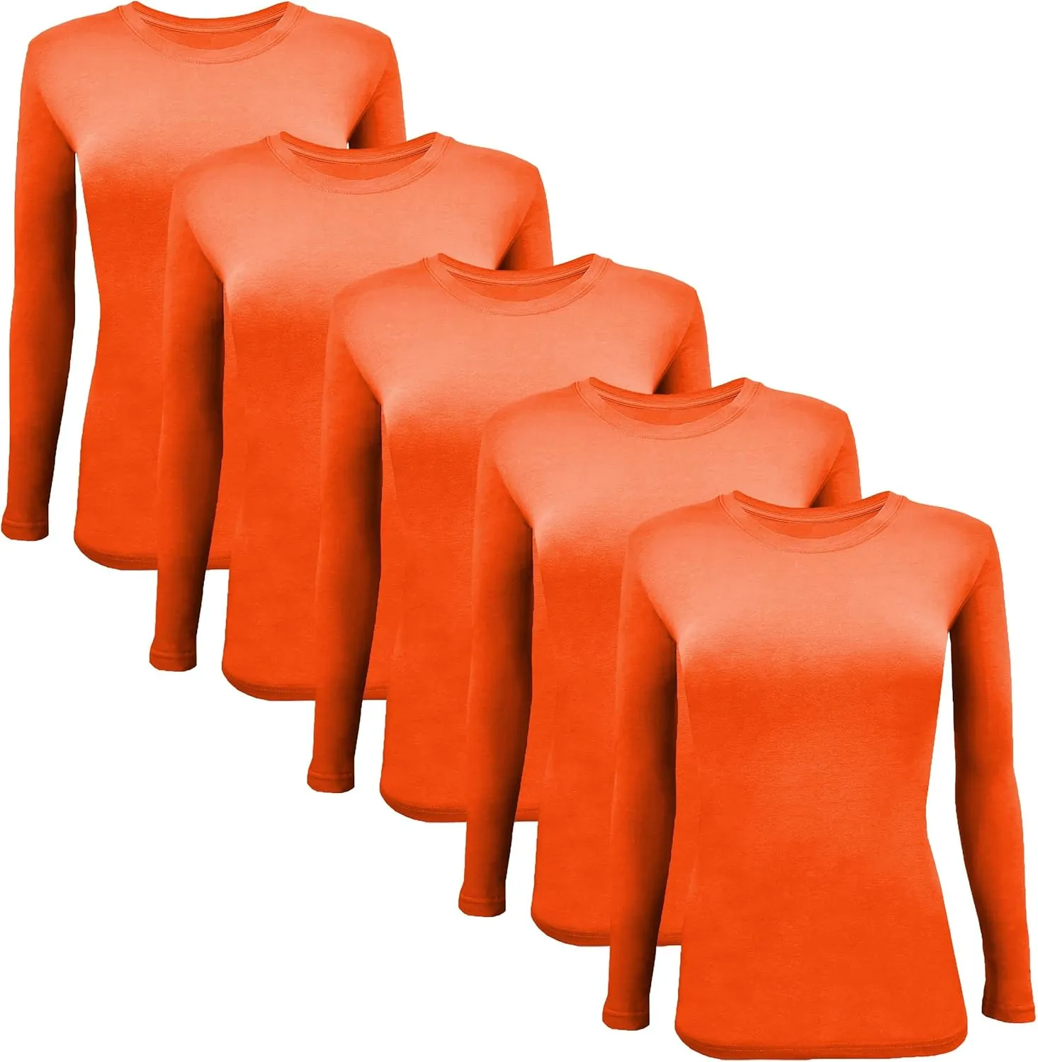 BaHoki Essentials Long Sleeve Undershirts for Scrubs - Great Stretch Shirts - 5 Pack
