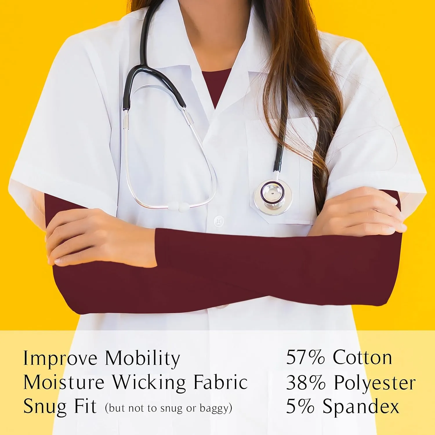 BaHoki Essentials Long Sleeve Undershirts for Scrubs - Great Stretch Shirts - 5 Pack
