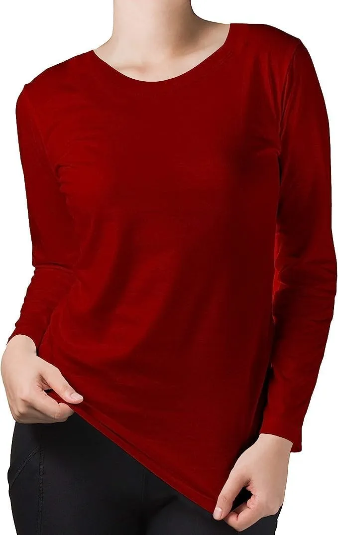 BaHoki Essentials Long Sleeve Undershirts for Scrubs - Great Stretch Shirts - 5 Pack