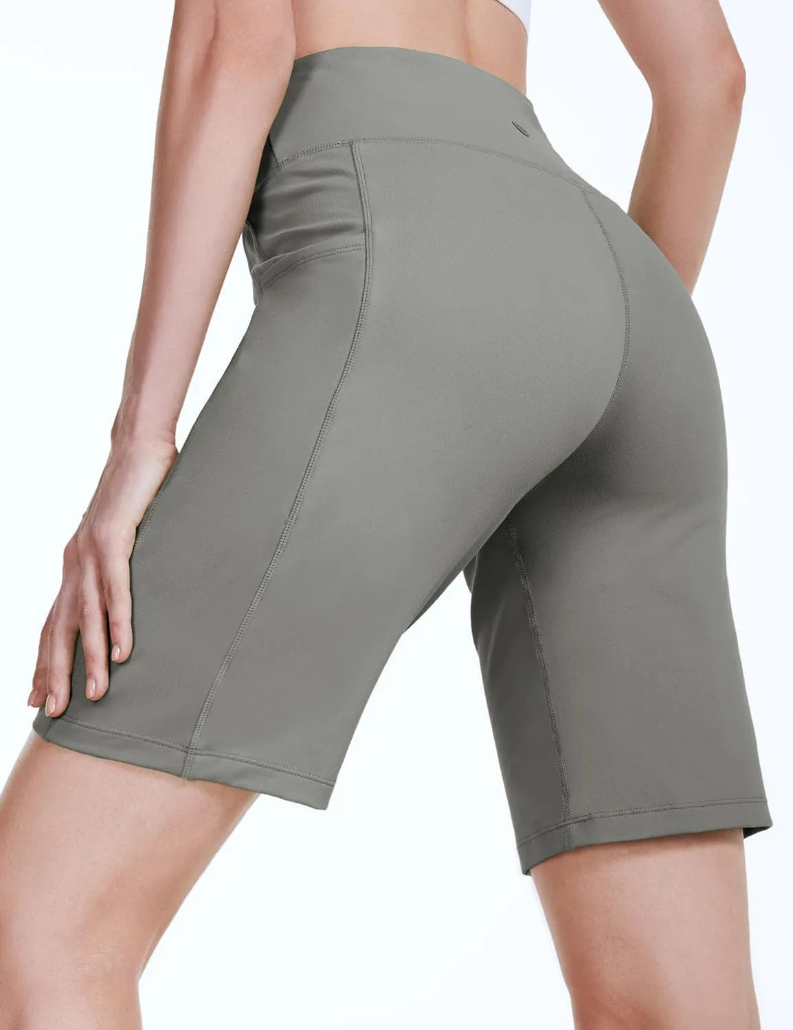 baleaf Women's 10" Long Bermuda Shorts Above Knee Length with 3 Pockets Walking Athletic Workout High Rise Yoga Running