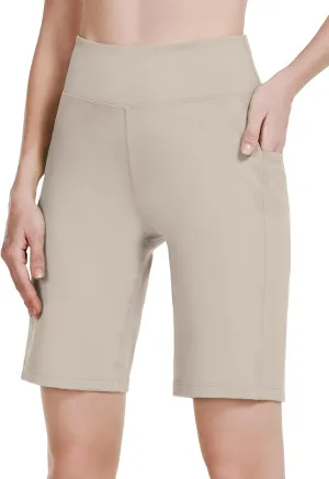 baleaf Women's 10" Long Bermuda Shorts Above Knee Length with 3 Pockets Walking Athletic Workout High Rise Yoga Running