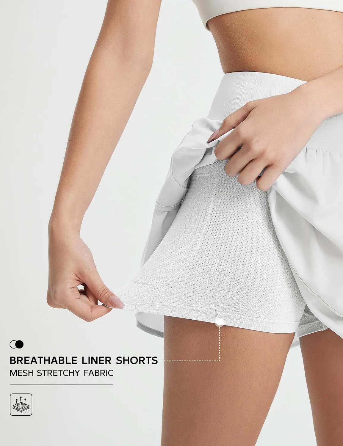 baleaf Women's Tennis Skirts 14" Golf Skorts with Pockets Double Ruffle High Waisted Athletic Skirt with Liner Shorts