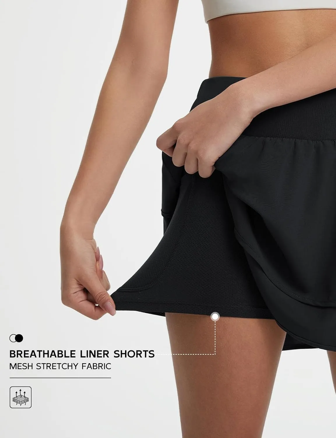 baleaf Women's Tennis Skirts 14" Golf Skorts with Pockets Double Ruffle High Waisted Athletic Skirt with Liner Shorts