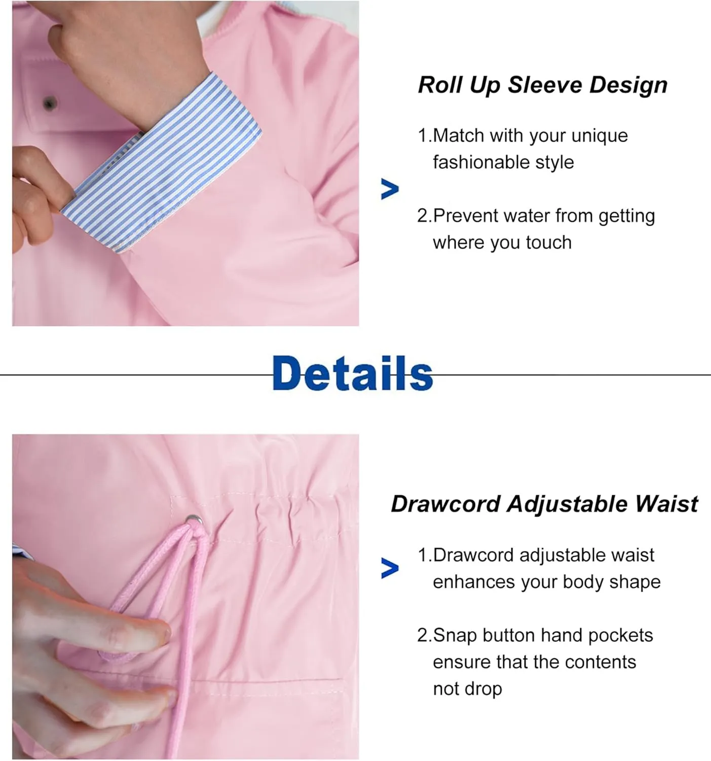 BBX Lephsnt Rain Coats for Women Waterproof Rain Jacket Lightweight Windbreaker Outdoor Hooded Trench Coat