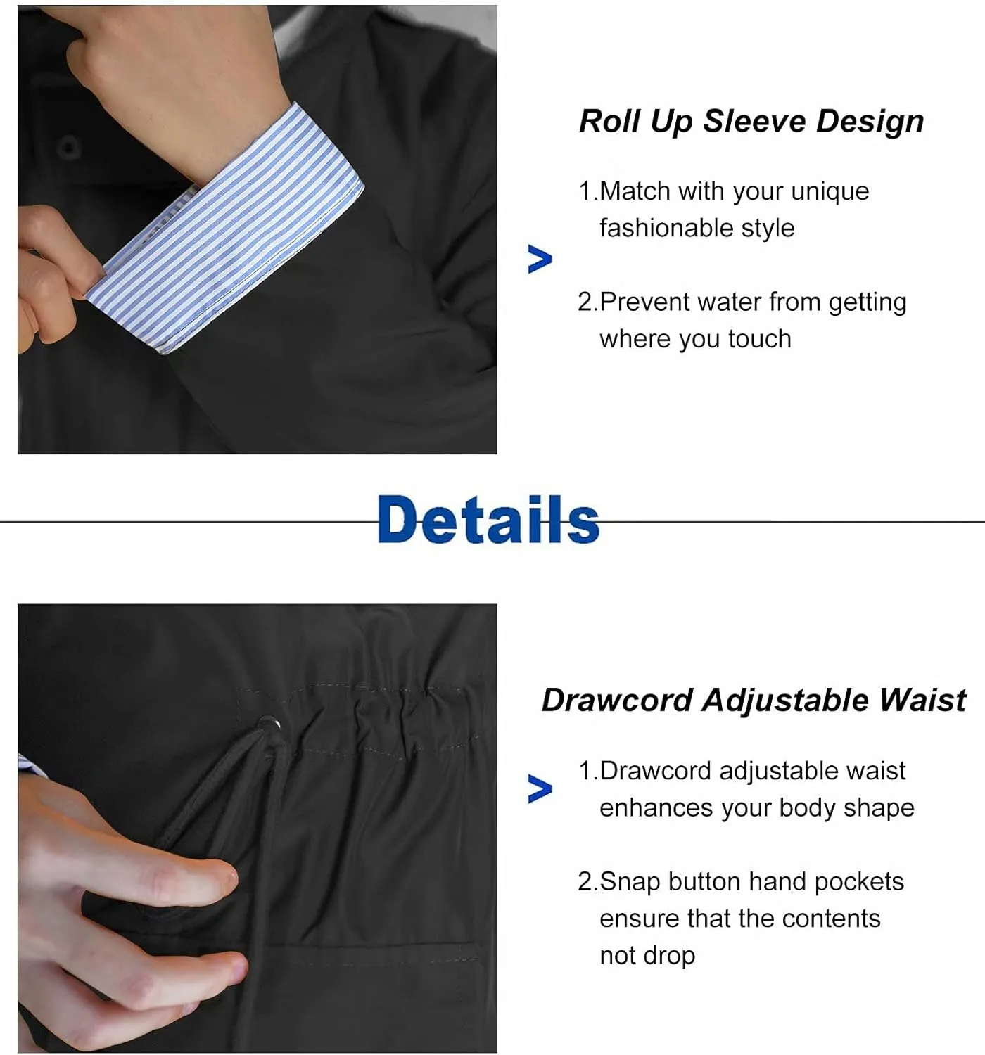 BBX Lephsnt Rain Coats for Women Waterproof Rain Jacket Lightweight Windbreaker Outdoor Hooded Trench Coat
