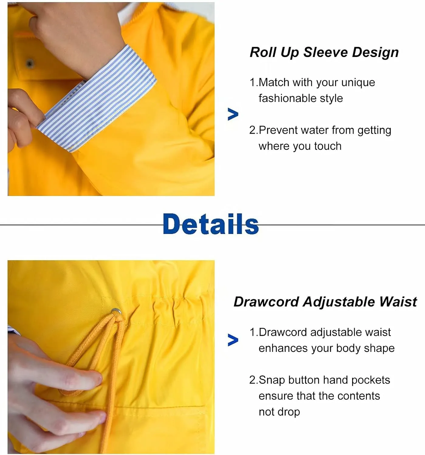 BBX Lephsnt Rain Coats for Women Waterproof Rain Jacket Lightweight Windbreaker Outdoor Hooded Trench Coat