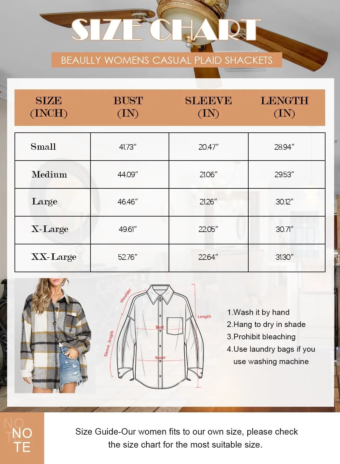 Beaully Women's 2024 Fall Clothes Plaid Shacket Jacket Long Sleeve Button Down Flannel Shirts Fashion Jacket