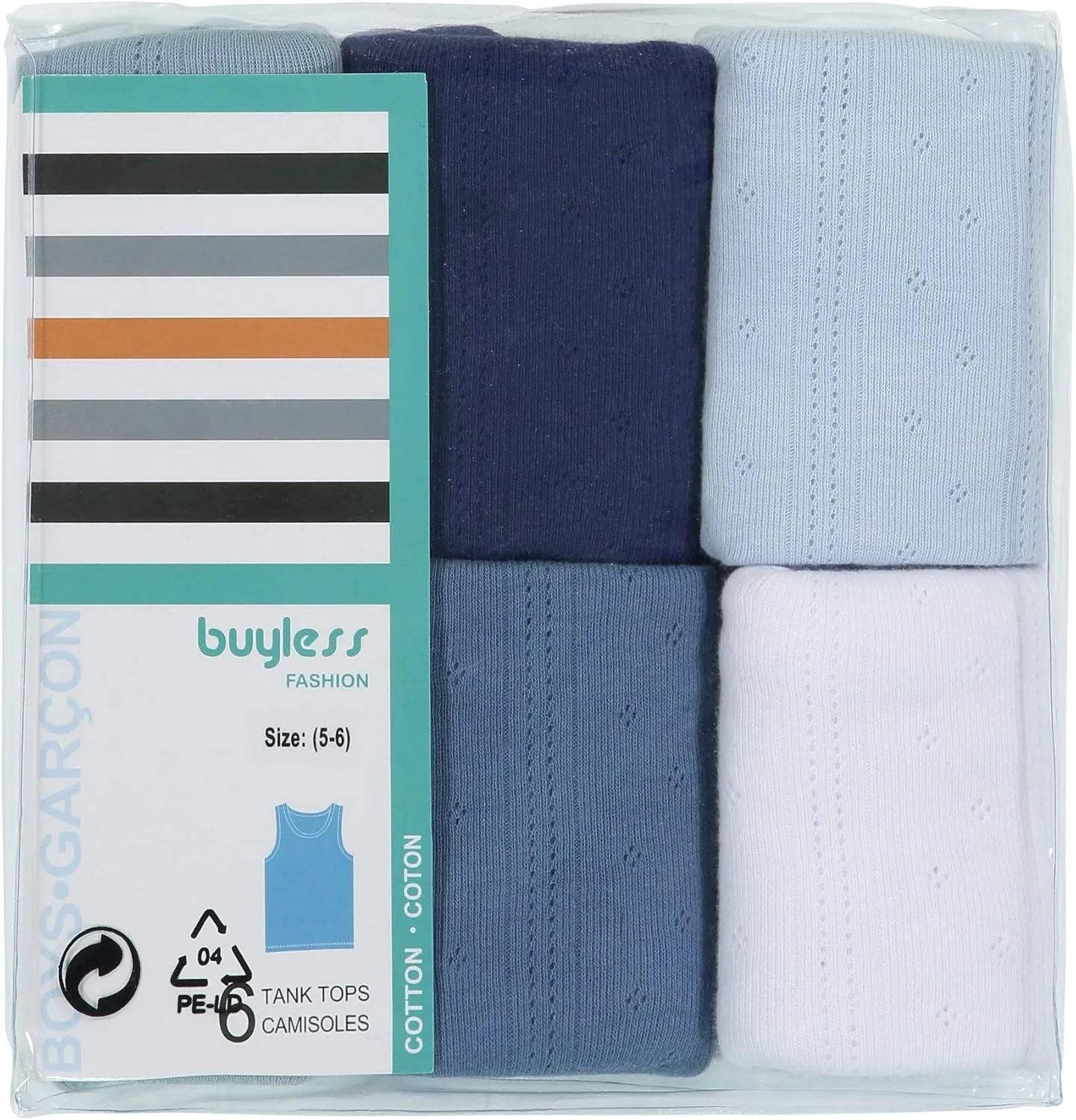 Buyless Fashion Boys Scoop Neck Tagless Undershirts Soft Cotton Tank Top (6 Pack)