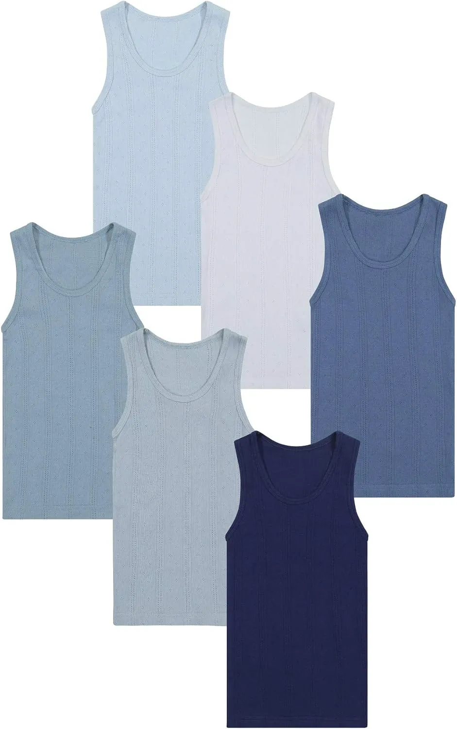 Buyless Fashion Boys Scoop Neck Tagless Undershirts Soft Cotton Tank Top (6 Pack)