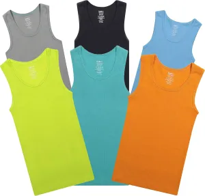 Buyless Fashion Boys Scoop Neck Tagless Undershirts Soft Cotton Tank Top (6 Pack)