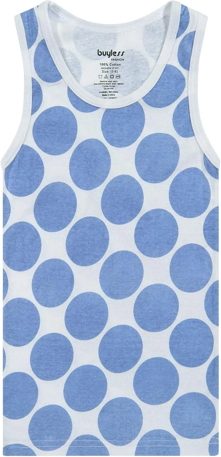 Buyless Fashion Boys Scoop Neck Tagless Undershirts Soft Cotton Tank Top (6 Pack)