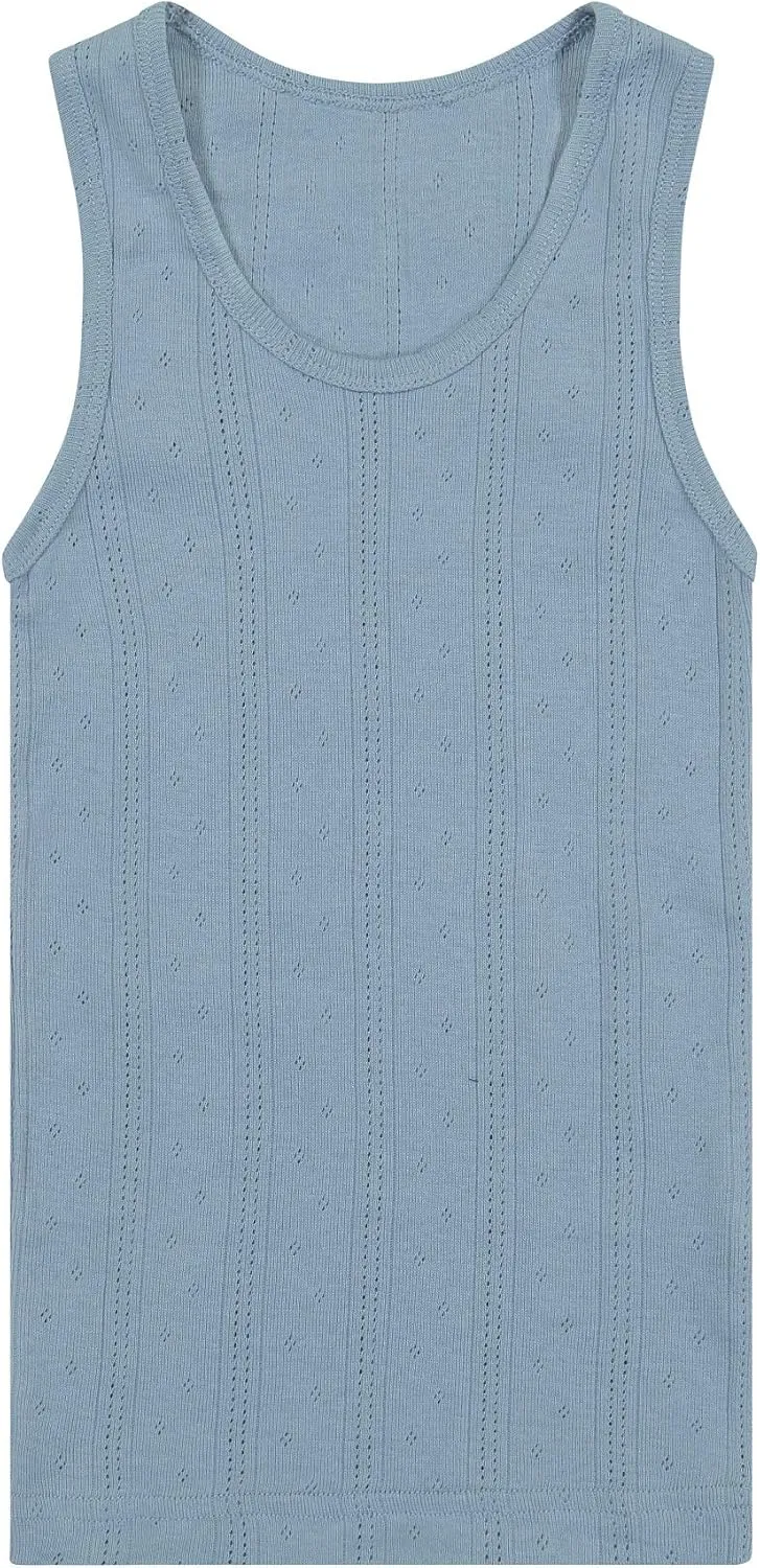 Buyless Fashion Boys Scoop Neck Tagless Undershirts Soft Cotton Tank Top (6 Pack)