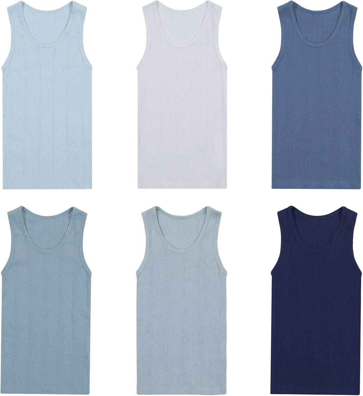 Buyless Fashion Boys Scoop Neck Tagless Undershirts Soft Cotton Tank Top (6 Pack)