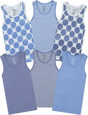 Buyless Fashion Boys Scoop Neck Tagless Undershirts Soft Cotton Tank Top (6 Pack)
