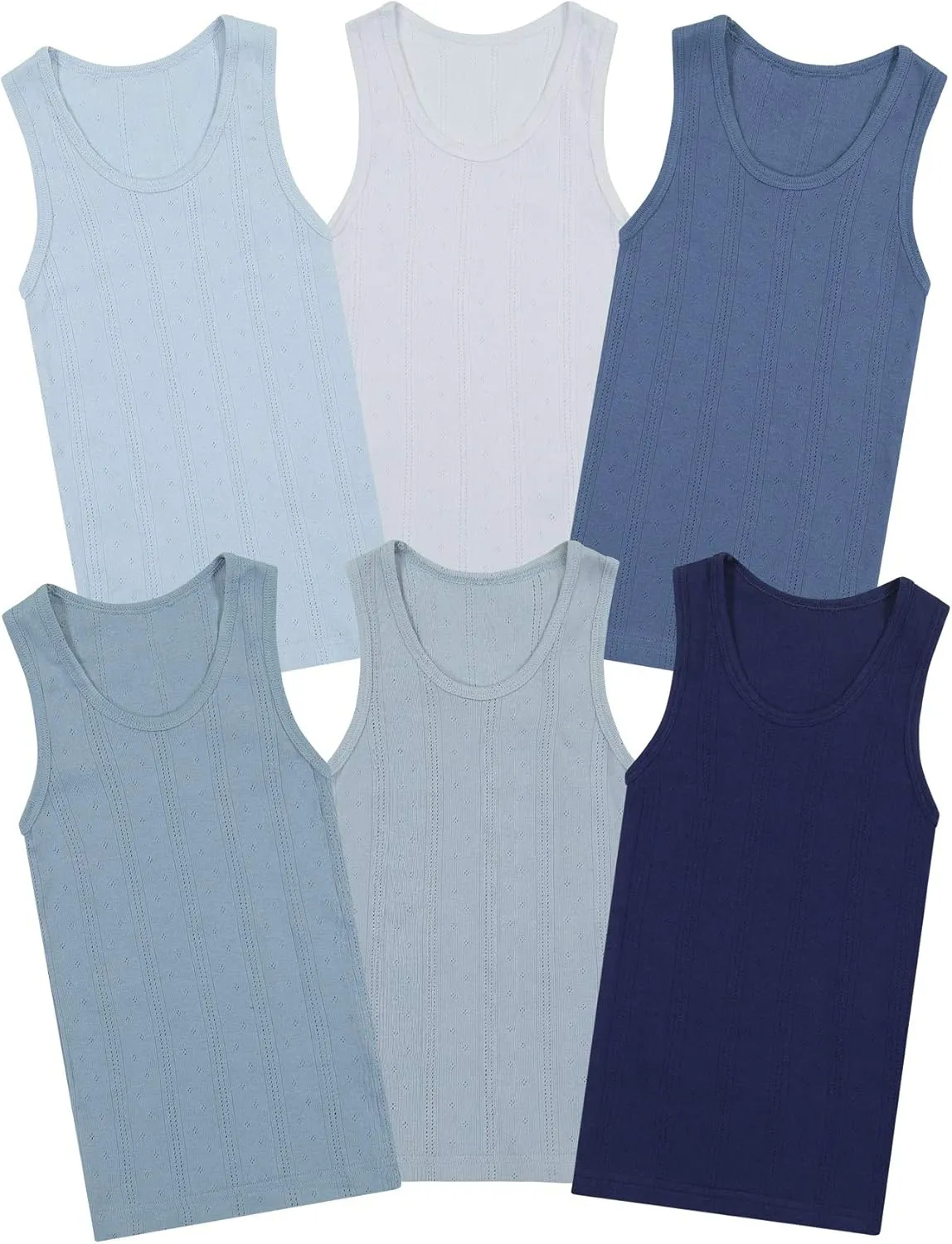 Buyless Fashion Boys Scoop Neck Tagless Undershirts Soft Cotton Tank Top (6 Pack)