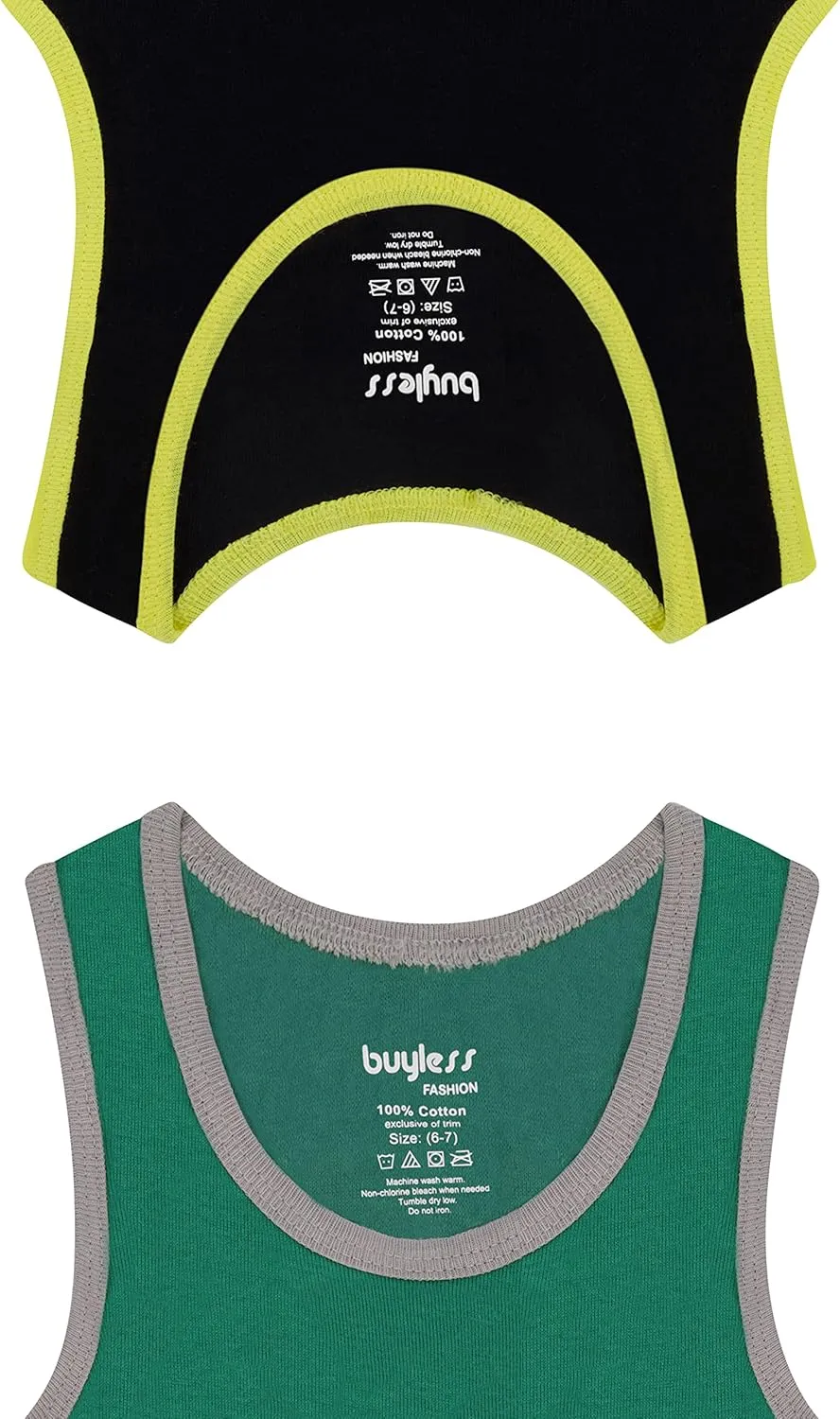 Buyless Fashion Boys Scoop Neck Tagless Undershirts Soft Cotton Tank Top (6 Pack)
