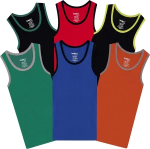 Buyless Fashion Boys Scoop Neck Tagless Undershirts Soft Cotton Tank Top (6 Pack)